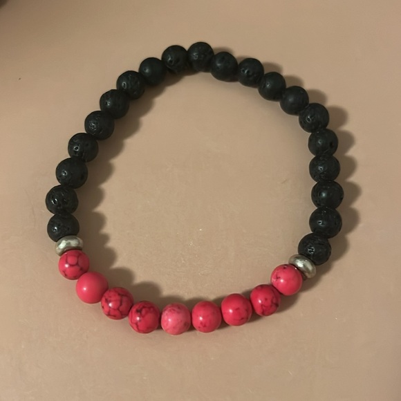 Beaded bracelet trio- stone and lava bead - Picture 4 of 4